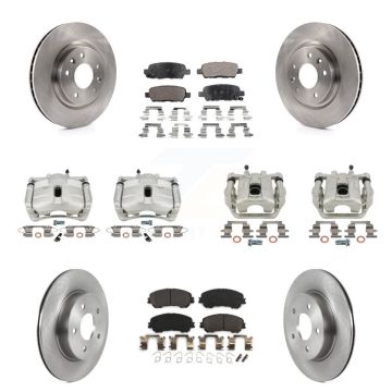 Front Rear Brake Caliper Rotor Semi-Metallic Pad Kit (10Pc) For 19 Nissan Rogue Sport SL KC8-101137P
