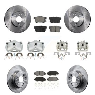 Front Rear Brake Caliper Rotors Semi-Metallic Pad Kit (10Pc) For 2003-2011 Honda Element KC8-101138S
