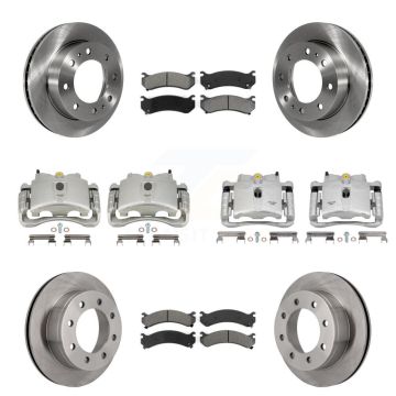 Front Rear Brake Caliper Rotors Semi-Metallic Pad Kit (10Pc) For GMC Chevrolet Sierra HD KC8-101142S