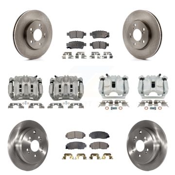 Front Rear Brake Caliper Rotors Semi-Metallic Pad Kit (10Pc) For 2005-2010 Honda Odyssey KC8-101144P