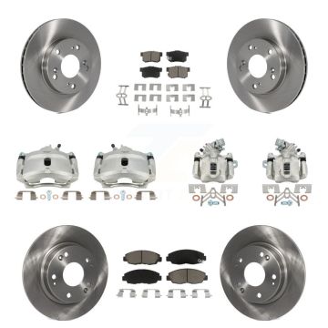 Front Rear Disc Brake Caliper Rotors And Ceramic Pads Kit (10Pc) For Honda Civic KC8-101145C
