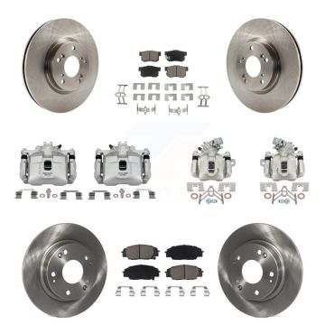 Front Rear Brake Caliper Rotor Ceramic Pad Kit (10Pc) For 06-08 Honda Civic Si with 2.0L KC8-101146C