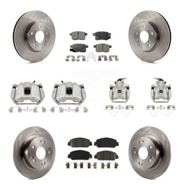 Front Rear Disc Brake Caliper Rotors And Semi-Metallic Pads Kit (10Pc) For Honda Accord KC8-101146P