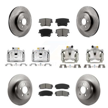 Front Rear Disc Brake Caliper Rotors And Semi-Metallic Pads Kit (10Pc) For Dodge Charger KC8-101146S