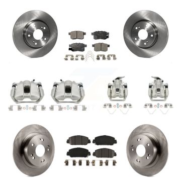 Front Rear Disc Brake Caliper Rotors And Semi-Metallic Pads Kit (10Pc) For Honda Accord KC8-101147P