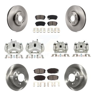 Front Rear Disc Brake Caliper Rotor And Semi-Metallic Pad Kit (10Pc) For Kia Forte5 2.0L KC8-101148S