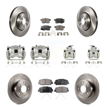 Front Rear Disc Brake Caliper Rotors And Semi-Metallic Pads Kit (10Pc) For Honda Accord KC8-101149P