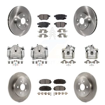 Front Rear Brake Caliper Rotor And Semi-Metallic Pad Kit (10Pc) For Toyota Prius Plug-In KC8-101150P