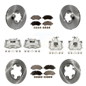 Front Rear Disc Brake Caliper Rotors & Semi-Metallic Pad Kit (10Pc) For Ford Transit-250 KC8-101153P