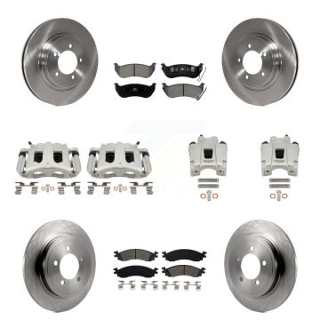 Front Rear Brake Caliper Rotor Semi-Metallic Pad Kit (10Pc) For Ford Explorer Sport Trac KC8-101154S