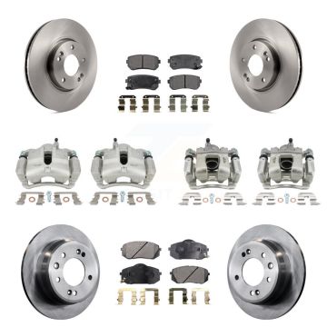 Front Rear Brake Caliper Rotors Ceramic Pad Kit (10Pc) For 16 Kia Sportage FWD with 2.4L KC8-101154T