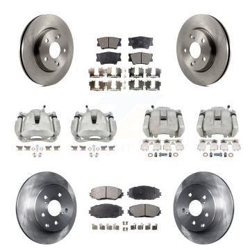 Front Rear Disc Brake Caliper Rotors And Semi-Metallic Pad Kit (10Pc) For Toyota RAV4 LE KC8-101155P