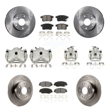 Front Rear Disc Brake Caliper Rotors And Semi-Metallic Pads Kit (10Pc) For Honda Accord KC8-101156S