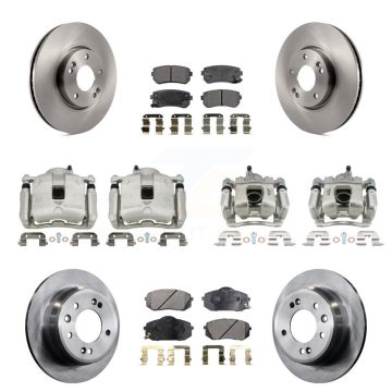 Front Rear Brake Caliper Rotors Ceramic Pad Kit (10Pc) For 16 Kia Sportage FWD with 2.4L KC8-101156T
