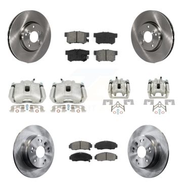 Front Rear Disc Brake Caliper Rotors And Semi-Metallic Pads Kit (10Pc) For Acura TL KC8-101157S