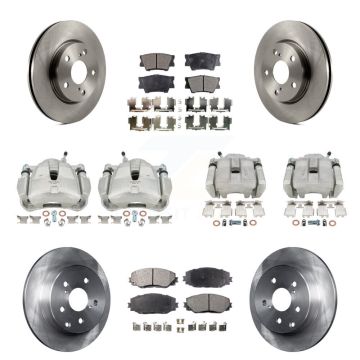 Front Rear Brake Caliper Rotor Semi-Metallic Pad Kit (10Pc) For 2014-2015 Toyota RAV4 LE KC8-101158P
