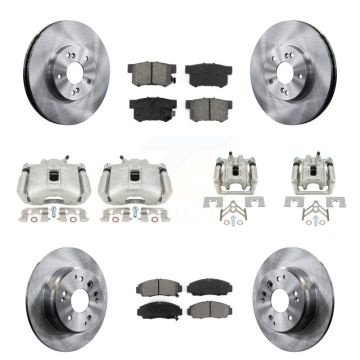 Front Rear Disc Brake Caliper Rotors And Semi-Metallic Pads Kit (10Pc) For Acura TL KC8-101158S