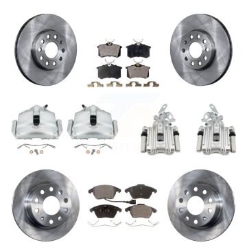 Front Rear Disc Brake Caliper Rotor & Semi-Metallic Pad Kit (10Pc) For Volkswagen Beetle KC8-101161P