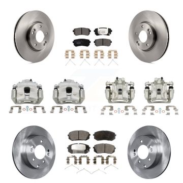 Front Rear Disc Brake Caliper Rotors And Ceramic Pads Kit (10Pc) For Hyundai Sonata KC8-101162T