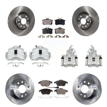 Front Rear Disc Brake Caliper Rotor & Semi-Metallic Pad Kit (10Pc) For Volkswagen Beetle KC8-101163P