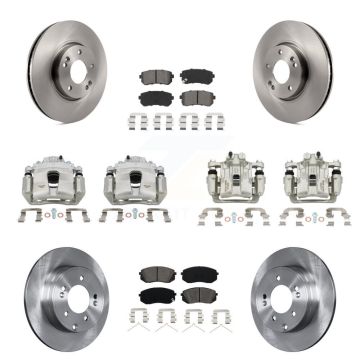 Front Rear Disc Brake Caliper Rotors And Semi-Metallic Pad Kit (10Pc) For Hyundai Sonata KC8-101164S