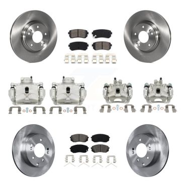 Front Rear Disc Brake Caliper Rotors And Semi-Metallic Pad Kit (10Pc) For Hyundai Sonata KC8-101165S