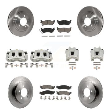 Front Rear Disc Brake Caliper Rotors Ceramic Pad Kit (10Pc) For Ford Explorer Sport Trac KC8-101166C