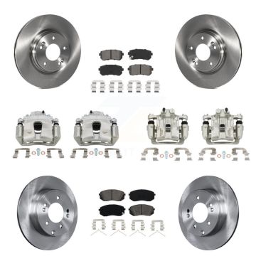 Front Rear Disc Brake Caliper Rotors And Semi-Metallic Pads Kit (10Pc) For Kia Optima KC8-101168S