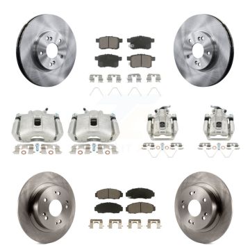 Front Rear Disc Brake Caliper Rotors & Ceramic Pad Kit (10Pc) For Honda Accord Acura TSX KC8-101171C