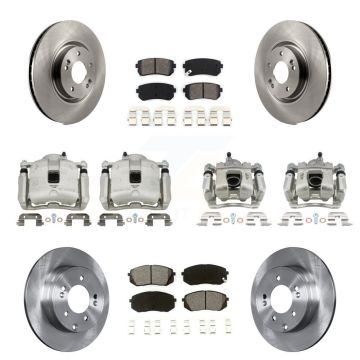 Front Rear Disc Brake Caliper Rotors And Semi-Metallic Pad Kit (10Pc) For Hyundai Tucson KC8-101173S