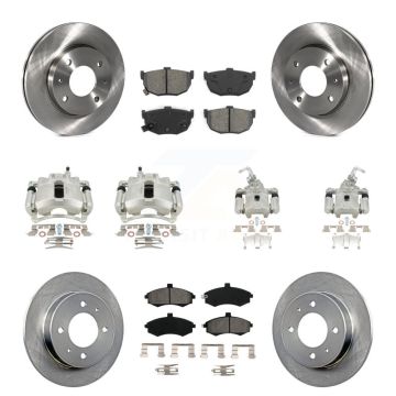 Front Rear Disc Brake Caliper Rotor And Semi-Metallic Pad Kit (10Pc) For Hyundai Elantra KC8-101175S