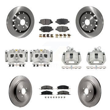 Front Rear Disc Brake Caliper Rotor Ceramic Pad Kit (10Pc) For Ford Explorer Flex Taurus KC8-101175T