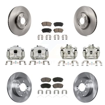 Front Rear Disc Brake Caliper Rotors And Ceramic Pads Kit (10Pc) For Hyundai Sonata KC8-101176C