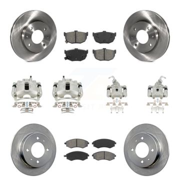 Front Rear Disc Brake Caliper Rotor And Semi-Metallic Pad Kit (10Pc) For Hyundai Elantra KC8-101176S