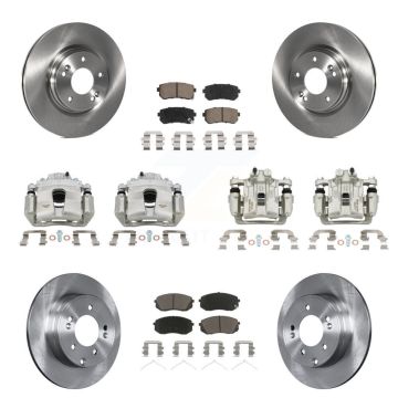 Front Rear Disc Brake Caliper Rotors And Ceramic Pads Kit (10Pc) For Kia Optima KC8-101180C