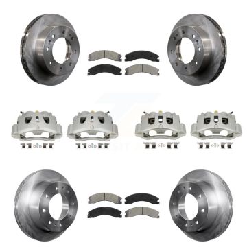 Front Rear Brake Caliper Rotors Semi-Metallic Pad Kit (10Pc) For GMC Chevrolet Sierra HD KC8-101182S