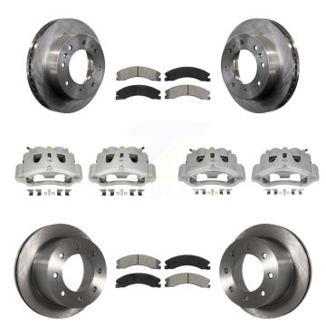 Front Rear Disc Brake Caliper Rotors Semi-Metallic Pad Kit (10Pc) For GMC Sierra 3500 HD KC8-101183S