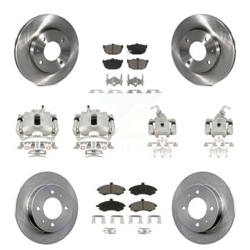 Front Rear Disc Brake Caliper Rotors And Ceramic Pads Kit (10Pc) For Hyundai Elantra KC8-101187C