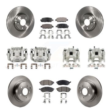 Front Rear Brake Caliper Rotor & Semi-Metallic Pad Kit (10Pc) For INFINITI G37 QX50 EX37 KC8-101193P