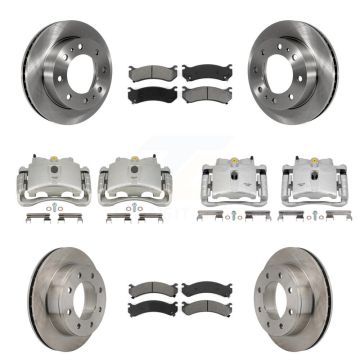 Front Rear Brake Caliper Rotors Semi-Metallic Pad Kit (10Pc) For GMC Chevrolet Sierra HD KC8-101193S