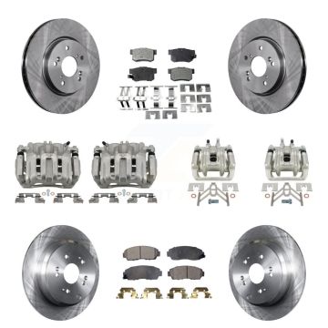 Front Rear Disc Brake Caliper Rotors And Semi-Metallic Pads Kit (10Pc) For Acura RDX KC8-101196P