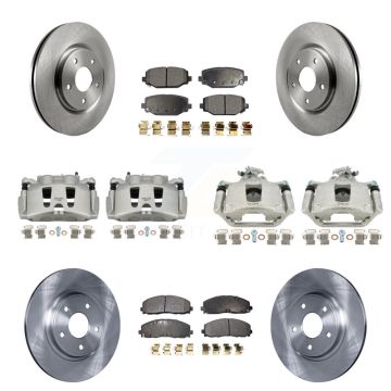 Front Rear Disc Brake Caliper Rotor Semi-Metallic Pad Kit (10Pc) For Dodge Grand Caravan KC8-101209P
