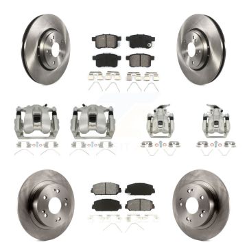 Front Rear Disc Brake Caliper Rotors And Semi-Metallic Pads Kit (10Pc) For Honda Accord KC8-101209S