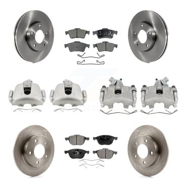 Front Rear Disc Brake Caliper Rotors And Ceramic Pads Kit (10Pc) For 2005 Mazda 3 2.0L KC8-101209T