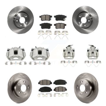 Front Rear Disc Brake Caliper Rotors And Semi-Metallic Pads Kit (10Pc) For Honda Accord KC8-101211S