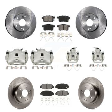 Front Rear Disc Brake Caliper Rotors And Semi-Metallic Pads Kit (10Pc) For Honda Accord KC8-101212S