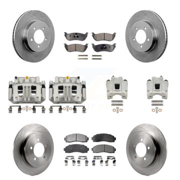 Front Rear Brake Caliper Rotors & Semi-Metallic Pad Kit (10Pc) For Ford Explorer Mercury KC8-101213P