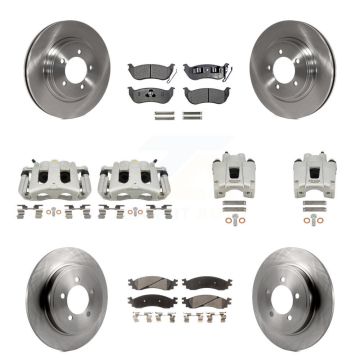 Front Rear Brake Caliper Rotor Semi-Metallic Pad Kit (10Pc) For Ford Explorer Sport Trac KC8-101214P