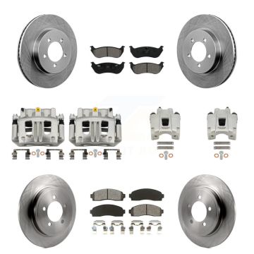 Front Rear Brake Caliper Rotors & Semi-Metallic Pad Kit (10Pc) For Ford Explorer Mercury KC8-101216S