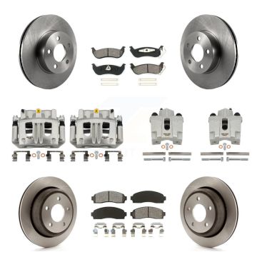 Front Rear Brake Caliper Rotors & Semi-Metallic Pad Kit (10Pc) For 10-11 Ford Ranger 4WD KC8-101217S